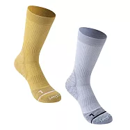 超級2入組!! 質感與功能兼具 腳底羊毛毛圈設計 SPORTS HOUSE 運動健行襪 透氣吸濕排汗 登山 跑步 自行車 戶外 滑雪 運動襪 休閒襪 中筒襪 女款 襪子 黃色+灰色