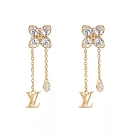 LV Dazzle 水鑽四葉草及標誌綴飾針式耳環_展示品 (金色)