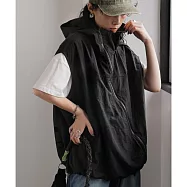 日本Antiqua|潮美韓風時尚|不對稱拉鍊背心|寬立領小臉神器|輕盈透氣|百搭實用|男女適穿 FREE 黑