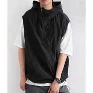 日本Antiqua|韓風時尚|不對稱拉鍊背心|寬立領小臉神器|輕盈透氣|百搭實用|男女適穿 FREE 黑