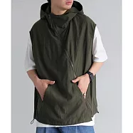 日本Antiqua|韓風時尚|不對稱拉鍊背心|寬立領小臉神器|輕盈透氣|百搭實用|男女適穿 FREE 軍綠色