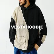 日本Antiqua|152-184穿出自我風格|不對稱帽T|長袖抓絨|機能有型|雙邊口袋|男女適穿 FREE 黑