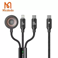 【MCDODO麥多多】PD 100W 一分三快充傳輸線 (Type-C to Type-C+Lightning+Apple Watch) 1.2M CA-4940