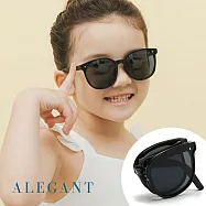 【ALEGANT】隨行童樂兒童專用輕量彈性折疊太陽眼鏡/UV400摺疊偏光墨鏡 森林黑