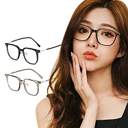 【ALEGANT】百搭質感TR90輕量方框金屬鏡腳UV400濾藍光眼鏡 晶澈黑