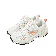 New Balance NB 休閒鞋 530 寬楦 中童 小朋友 海鹽 桃花蜜 緩震 運動鞋 PZ530CG-W 19cm WHITE/ORANGE