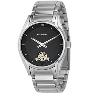 FOSSI Twist系列 型男器度魅力雙芯腕錶-銀X黑