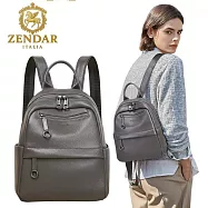 【ZENDAR】台灣總代理 限量1折 頂級超柔軟小牛皮後背包 伊雷妮系列 全新專櫃展示品(鐵灰色)