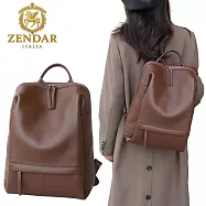 【ZENDAR】台灣總代理 限量1折 頂級超柔軟小牛皮後背包 瑪雅系列 全新專櫃展示品(咖啡色)