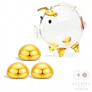 路森金飾 黃金豆1公克3入組(金重:0.80錢+-0.03錢贈可愛豬玻璃撲滿隨機色)