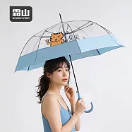 【日本霜山】塗鴉童趣風8骨晴雨兩用長柄傘-多色可選- 藍