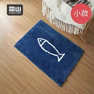 【日本霜山】小魚塗鴉防滑吸水快乾浴室踏墊(小)-45x65cm-多色可選- 藍