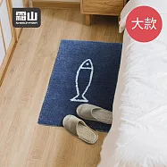 【日本霜山】小魚塗鴉防滑吸水快乾浴室踏墊(大)-48x76cm-多色可選- 藍