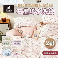 【OLuLu】韓版雙面皺皺紗雲朶絨石墨烯水洗被X2入(180x210cm/入) 輕淺米