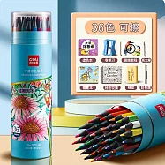 Deli 得力可擦彩色鉛筆【藝術啓蒙】秘密花園套裝(彩色鉛筆 畫畫專用 美術生素描) 36色