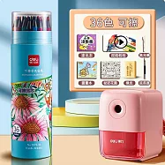 Deli 得力可擦彩色鉛筆【女孩套裝】繪畫8件套(彩色鉛筆 畫畫專用 美術生素描) 36色
