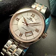 WAKMANN威克曼瑞士錶,編號：WA00050,40mm圓形玫瑰金精鋼錶殼銀白色錶盤精鋼金銀相間錶帶