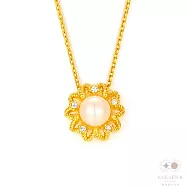 路森金飾 黃金項鍊(鑽石太陽花珍珠金重:1.21錢+-0.03錢)