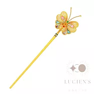 路森金飾 黃金擺件(蝴蝶髮簪鎏彩螺鈿金重:3.53錢+-0.03錢)