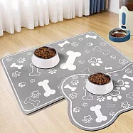 買1送1-2入寵物餵食硅藻土地墊40*60(寵物墊/餵食吸水墊/貓食盆墊/防滑地墊/浴室墊) 方形+骨頭形寵物墊(灰) 40*60CM