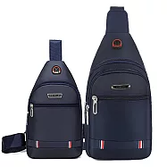 時尚親子商務休閒胸包大加小(潮流斜跨包/單肩包/胸前包/男用背包/防水包/旅行背包) 藍色 大款加小款