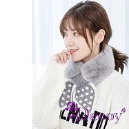 【Decoy】點點兔耳 保暖仿兔毛交叉脖圍圍巾/顏色可選 灰