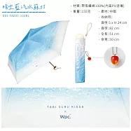 日本Wpc.聯名旅行喫茶冰淇淋蘇打airlight輕量155g防曬⌀82cm遮陽傘801-TA00摺疊傘雨傘(UPF50+抗UV遮光100%)手動折疊傘折傘洋傘 晴空藍汽水