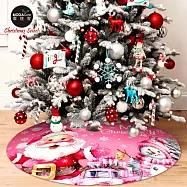 摩達客粉紅聖誕老公公10號聖誕樹裙90cm_聖誕樹裝飾底墊