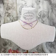 【PinkyPinky Boutique】鍍K金 小愛心蝴蝶結頸鍊 短項鍊 (紫色)
