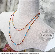 【PinkyPinky Boutique】小波希米亞風 雙層項鍊 (橘色)