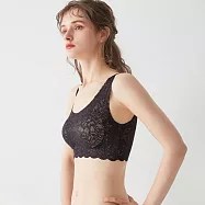 日本【GUNZE郡是】cherish moon 惜月新款 溫柔無縫無鋼圈內衣 W支撐胸罩 大豆異黃酮科技滑順蕾絲減少束縛-214-137 M 黑色