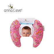 Anna&Eve 美國 嬰幼兒 頭頸支撐保護枕/護頸枕 - 純棉款-動物俱樂部粉色