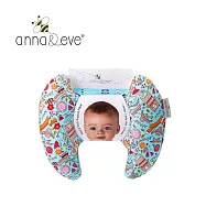 Anna&Eve 美國 嬰幼兒 頭頸支撐保護枕/護頸枕 - 純棉款-動物俱樂部藍色