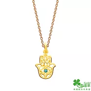 幸運草金飾 願之手印黃金/水晶墜子 送玫瑰鋼項鍊
