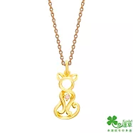 幸運草金飾 柔影之貓黃金墜子 送玫瑰鋼項鍊