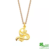 幸運草金飾 光引之貓黃金墜子 送玫瑰鋼項鍊