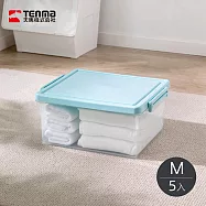 【日本天馬】粉彩調色盤系列掀蓋收納箱(M)-23L-5入-多色可選- 冰川藍