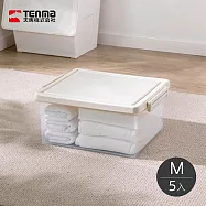 【日本天馬】粉彩調色盤系列掀蓋收納箱(M)-23L-5入-多色可選- 燕麥白