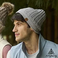 【ATUNAS 歐都納】GORE INFINIUM防風保暖羊毛毛帽/麻花編織針織帽A1AH2511N- 淺灰
