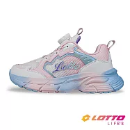【LOTTO 義大利】童鞋 星光轉扣輕量跑鞋 22cm 白/珠光粉/藍