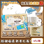(2組超值組)日本Hakugen白元-CONECO衣鞋櫃壁櫥防潮放置型除濕劑2入/組-無香(吸濕量1000ml,DRY&DRY UP靜置式集水盒,氯化鈣吸水顆粒)