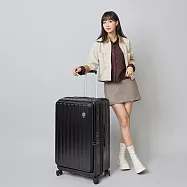 J II 28吋/前開式/PC箱體/Hinomoto靜音輪煞車功能/旅行箱/行李箱-9001-28 駿馬黑