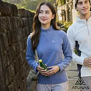 【ATUNAS 歐都納】女款循環SOLAR-FLEECE保暖刷毛長袖拉鍊衫/立領衫/POLO衫/大尺碼A1PS2557WC- XL 藍紫