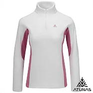 【ATUNAS 歐都納】女款循環SOLAR-FLEECE保暖刷毛長袖拉鍊衫/立領衫/POLO衫/大尺碼A1PS2557WC- L 岩灰/胭脂粉