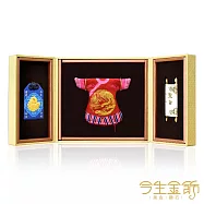 今生金飾 祥馬報平安御守 彌月禮盒(任選) 藍御守-彌月鳳袍禮盒