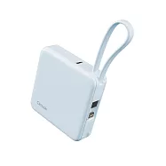 【amuok】5000mAh Cube迷你雙線行動電源 行充 自帶線行動電源 藍色