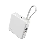 【amuok】5000mAh Cube迷你雙線行動電源 行充 自帶線行動電源 白色