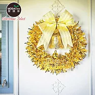 摩達客11吋璀璨金運系金蔥彎絲聖誕花圈_台灣工藝免組裝