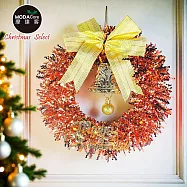 摩達客11吋優雅香檳玫金系金蔥彎絲聖誕花圈_台灣工藝免組裝