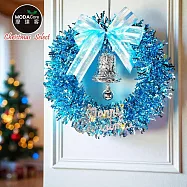 摩達客11吋夢幻土耳其藍系金蔥彎絲聖誕花圈_台灣工藝免組裝